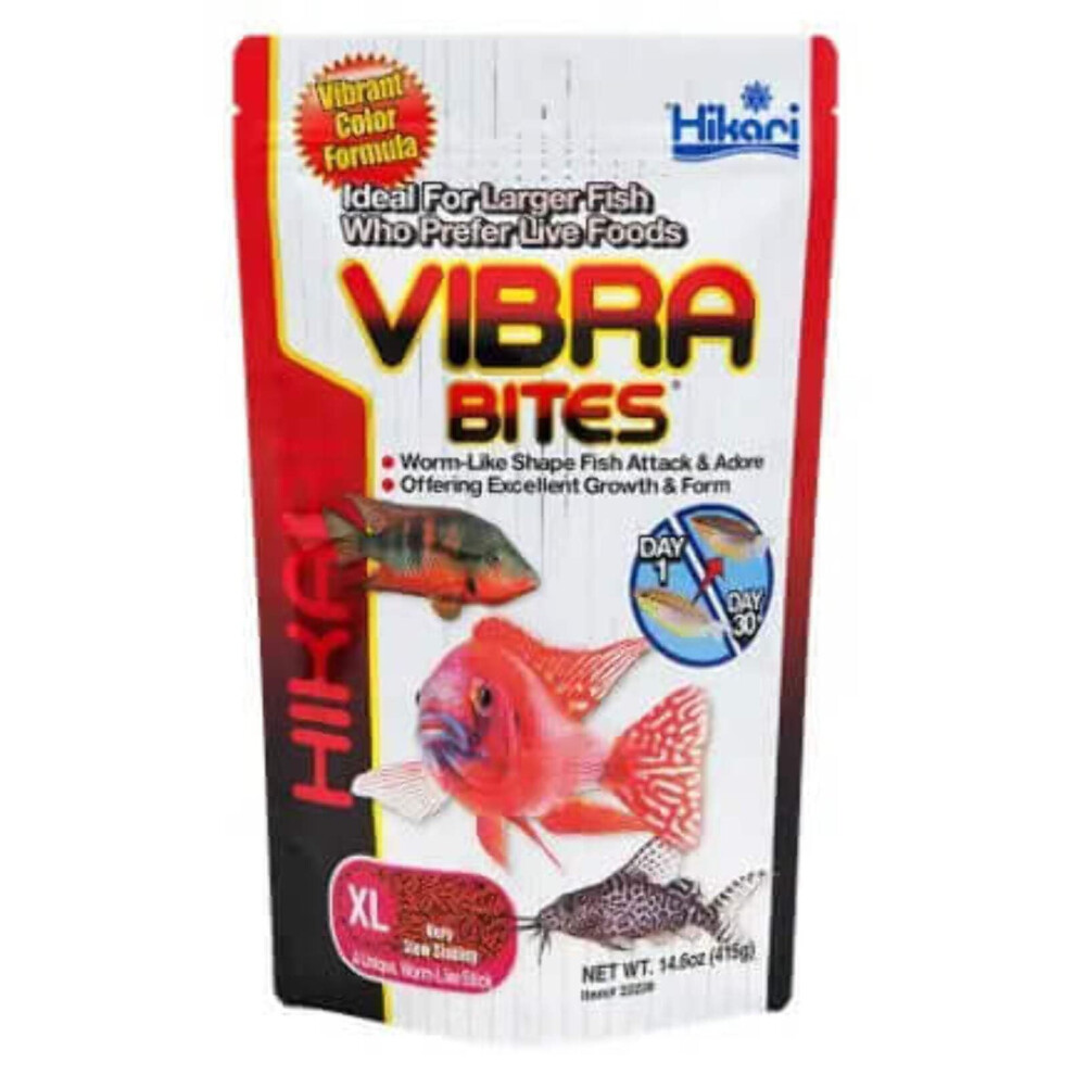 Hikari Vibra Bites XL 415g Blood Worm Like Stick Slow Sinking Fish Food for Colour