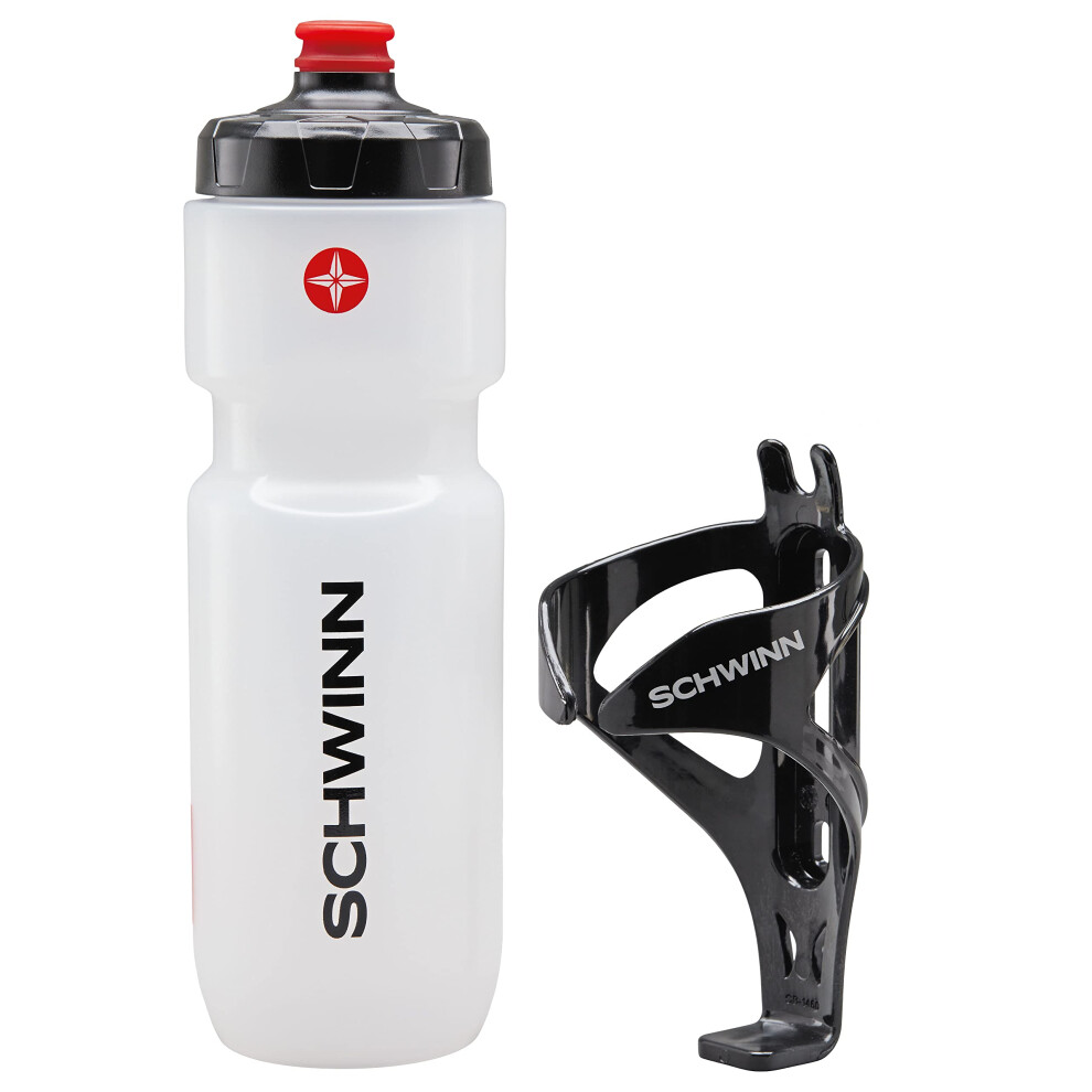 Schwinn Translucent Sport Water Bottle and Bottle Holder Combo  26 oz or 750 ml  BPA-Free Squeeze Sport Bottle with Ounce Markers  Easy to A