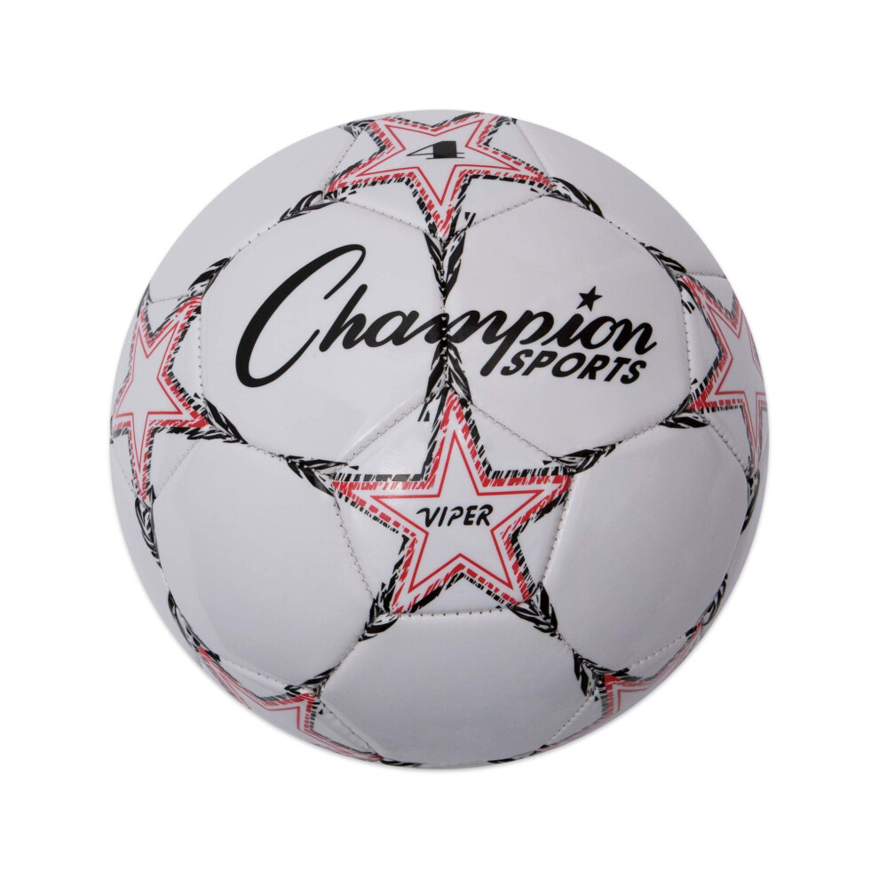 Champion Sports Viper Soccer Ball  Size 4  White