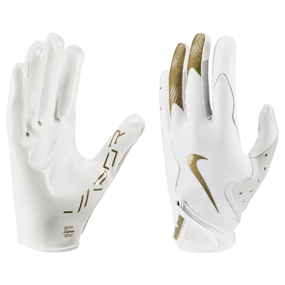 Nike Vapor Jet 8.0 Football Gloves White | White | Met Gold Large