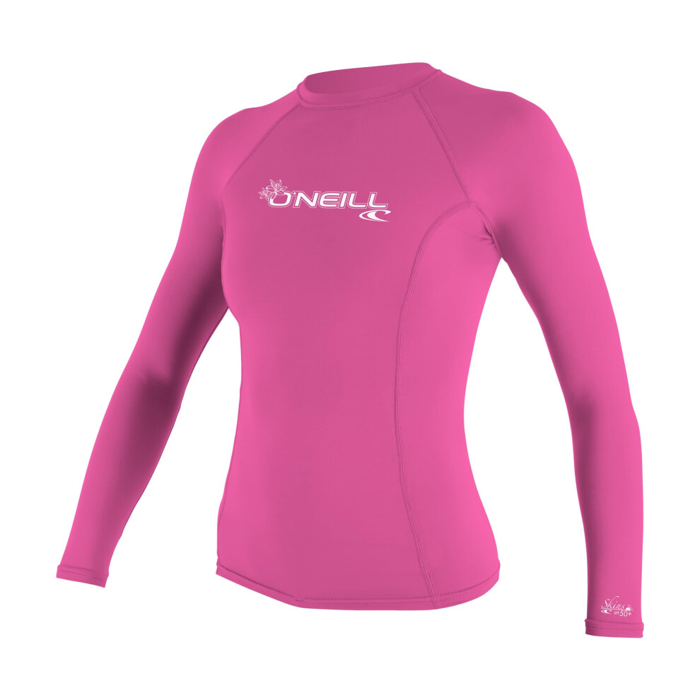 O'Neill UV Sun Protection Womens Basic Skins Long Sleeve Crew Sun Shirt Rash Guard  Fox Pink  X-Large