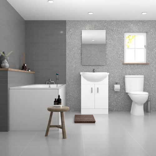 NES Home Bath 1700mm Flat Pack Vanity Unit Toilet Pan & Taps Bathroom Suite