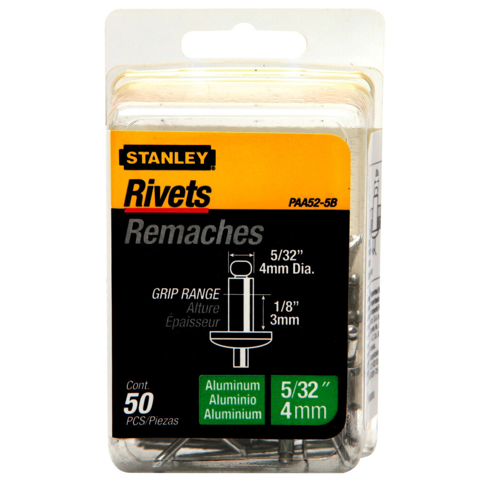 Stanley PAA52-5B 50-Pack 5/32-Inch x 1/8-Inch Aluminum Grip Rivets