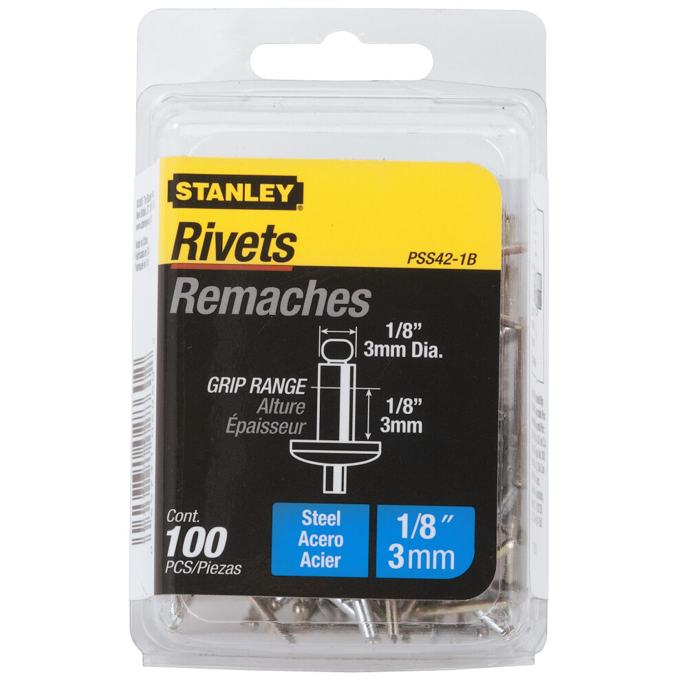 Stanley Pss42-1B 1/8 Inch X 1/8 Inch Steel Rivets  Pack of 100(Pack of 100)