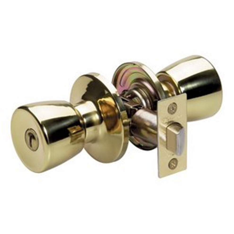 Master Lock TUO0303 Tulip Door Knob with Lock  Polished Brass