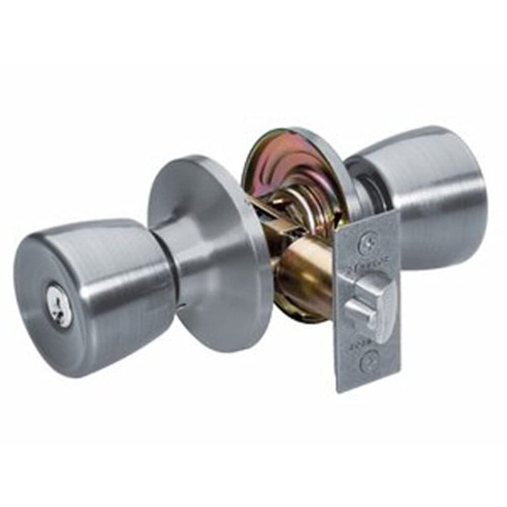 Master Lock TUO0115 Tulip Door Knob with Lock  Satin Nickel