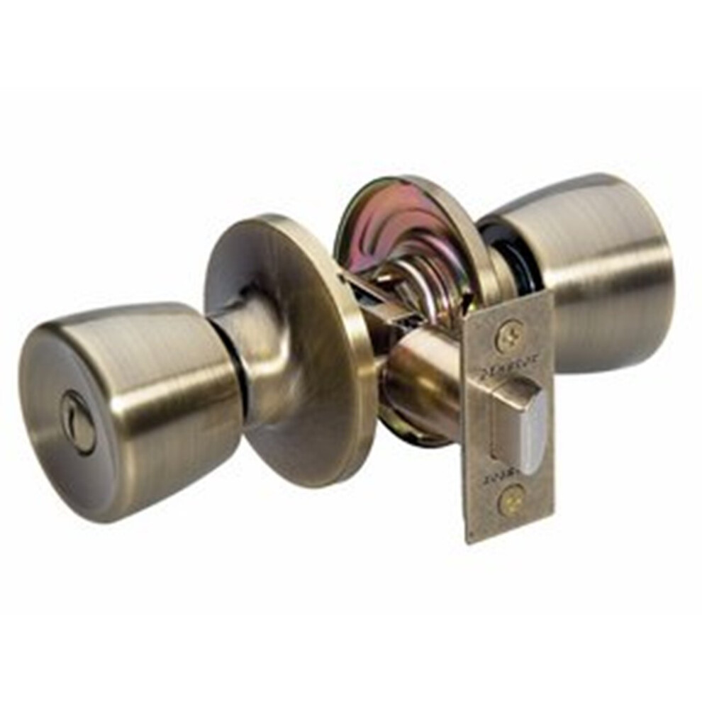 Master Lock TUO0305 Tulip Door Knob with Lock  Antique Brass