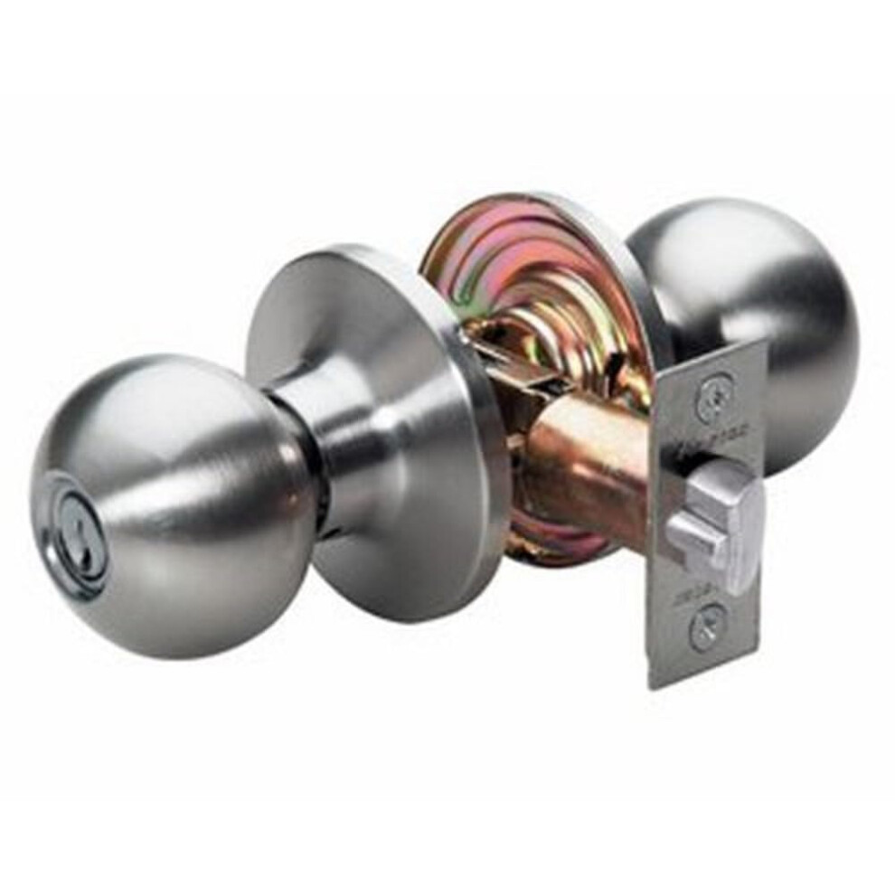 Master Lock BAO0115 Keyed Ball Door Knob with Lock  Satin Nickel