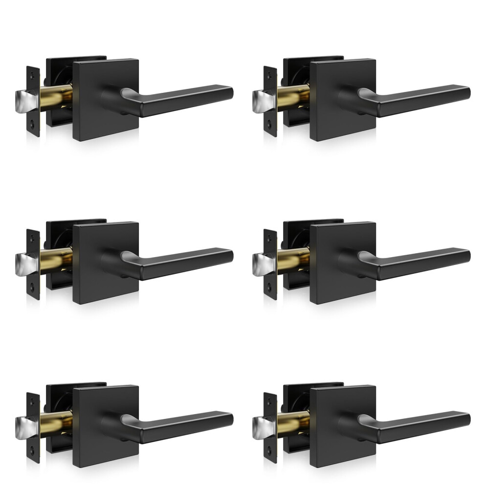 VEVOR Passage Door Handle  6 Pack Matte Black Door Lever  Left or Right Handing Reversible Lever Non-Locking  45 Rotation to Open  Square In