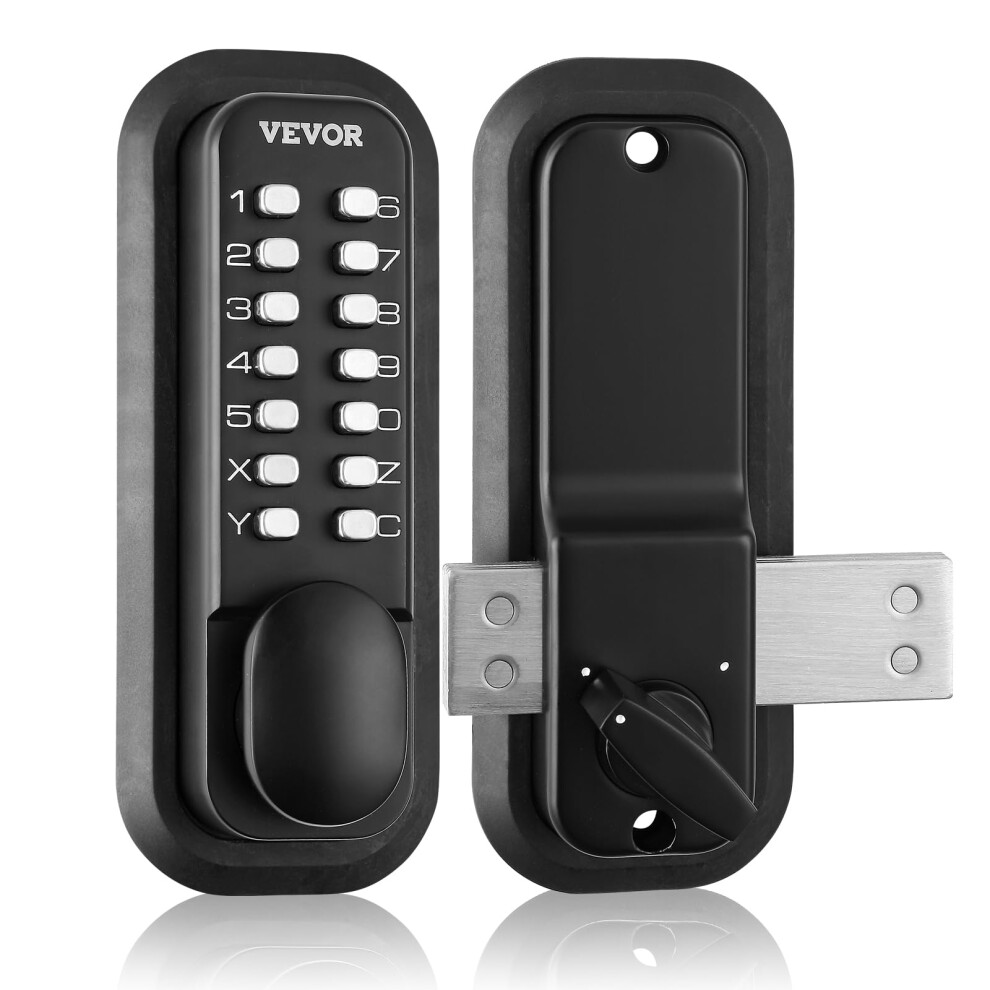 VEVOR Mechanical Keyless Entry Door Lock  14 Digit Keypad  Outdoor Gate Door Locks Set with Surface-Mounted Latch  Water-Proof Zinc Alloy  K