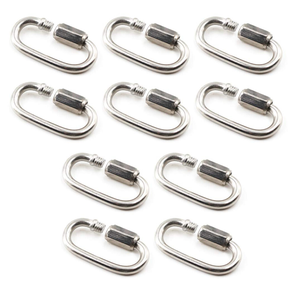 M6 D Shape Quick Links 304 Stainless Steel Quick Chain Repair Links Lock Ring (10Pcs) 663591379063