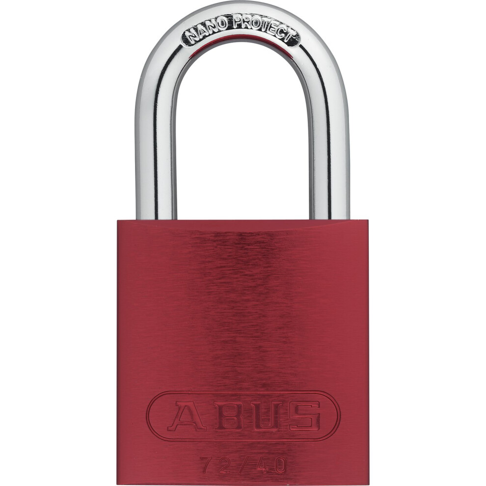 ABUS Red 72/40 Lockout Tagout Padlock w/ 1"" Shackle  Single Padlock  Keyed Different  1 Padlock with 2 Keys