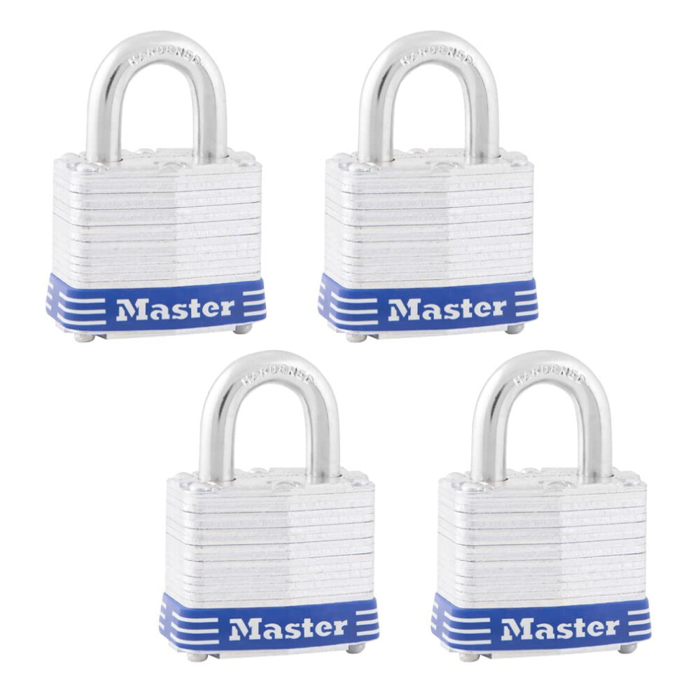 Master Lock 3QLDHCHD Zinc Plated Steel Padlocks  4-Pack  Silver