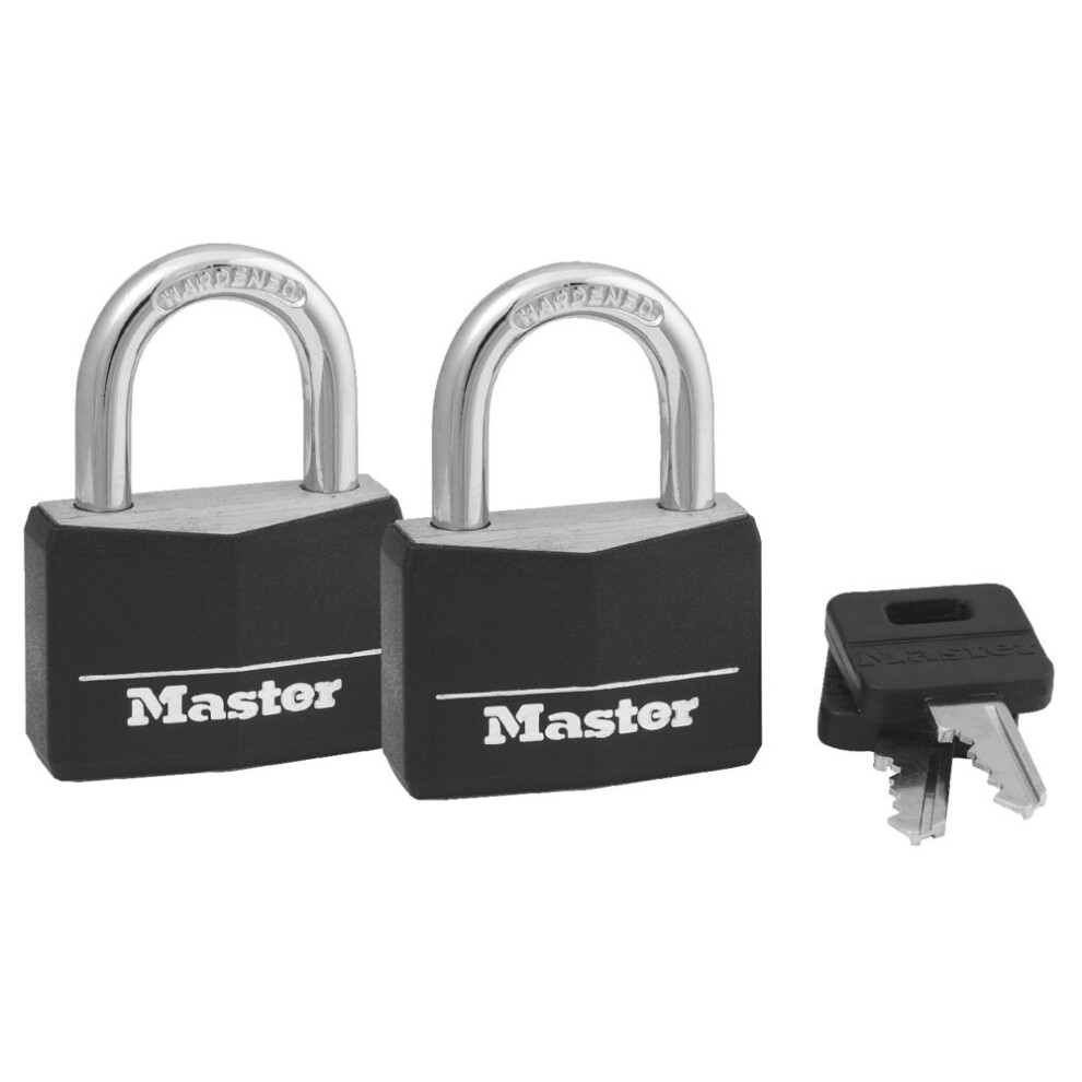 Master Lock Covered Padlocks with Key  Outdoor Locks  2 Pack  141T  Black