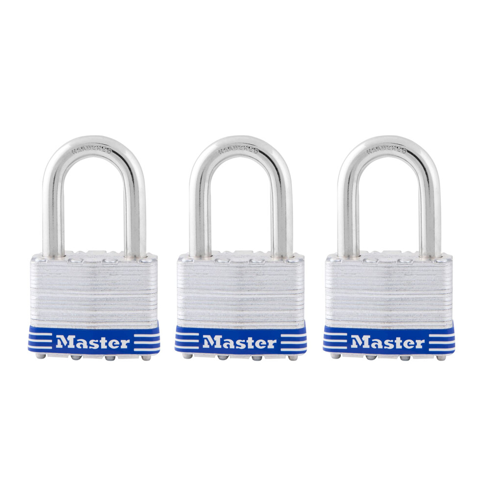 Master Lock 5TRILFPF Outdoor Padlock with Key  3 Pack Keyed-Alike Silver