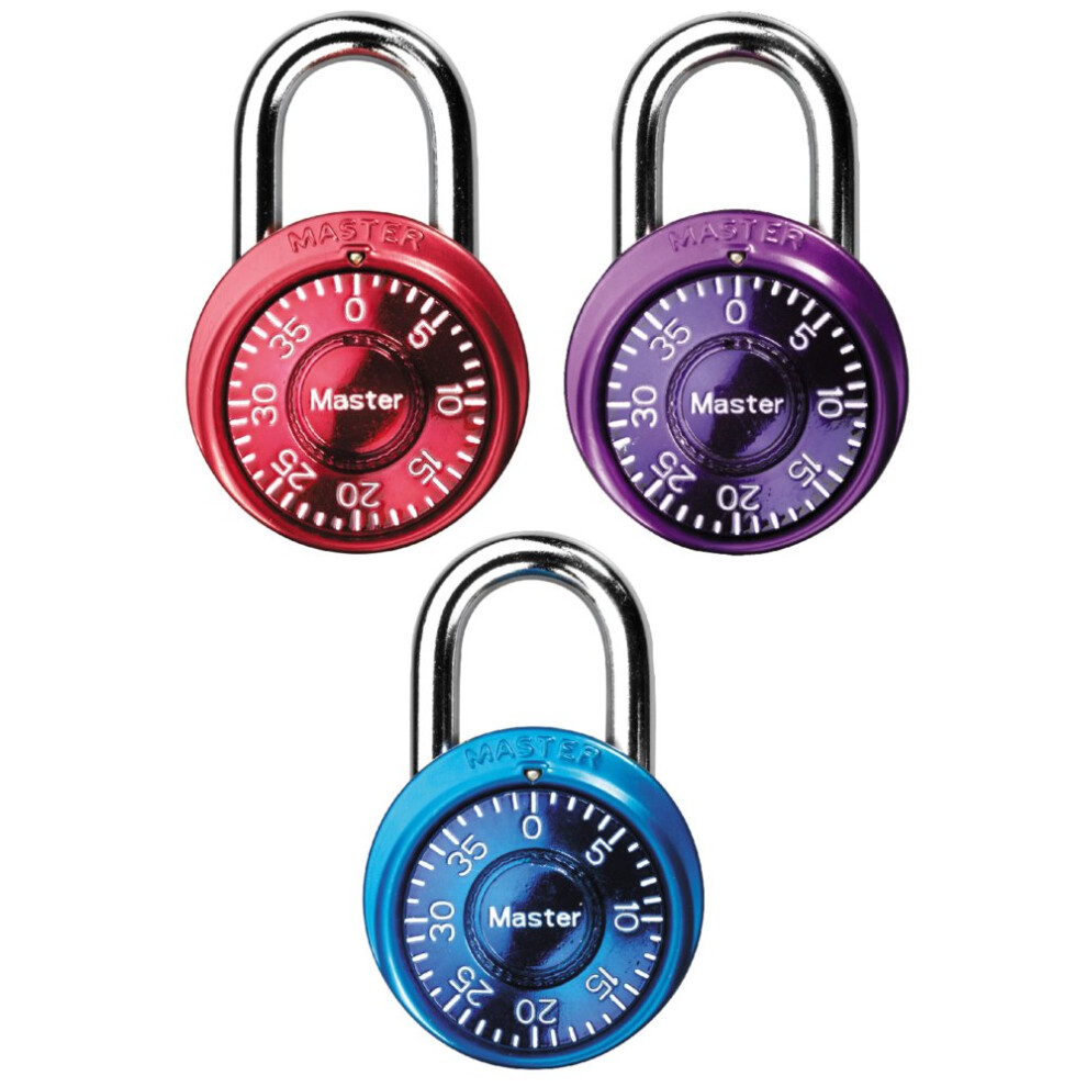 Master Lock 1533TRI Locker Lock Mini Combination Padlock  3 count (Pack of 1)  Colors may vary