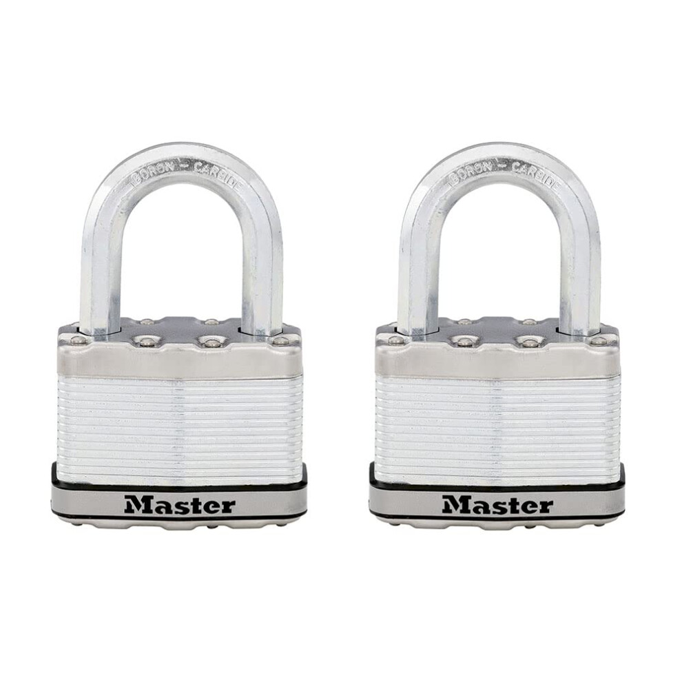 Master Lock M15XTLF Magnum Heavy Duty Outdoor Padlock with Key  2 Pack Keyed-Alike  Laminated