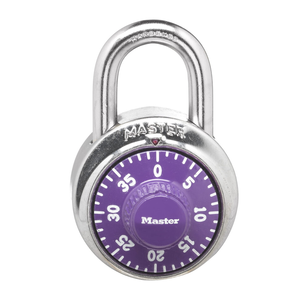 Master Lock Purple Combination Locker Lock  3-Digit Combo Padlock for Gym and School Lockers  Metal Indoor Dial Lock  1514D