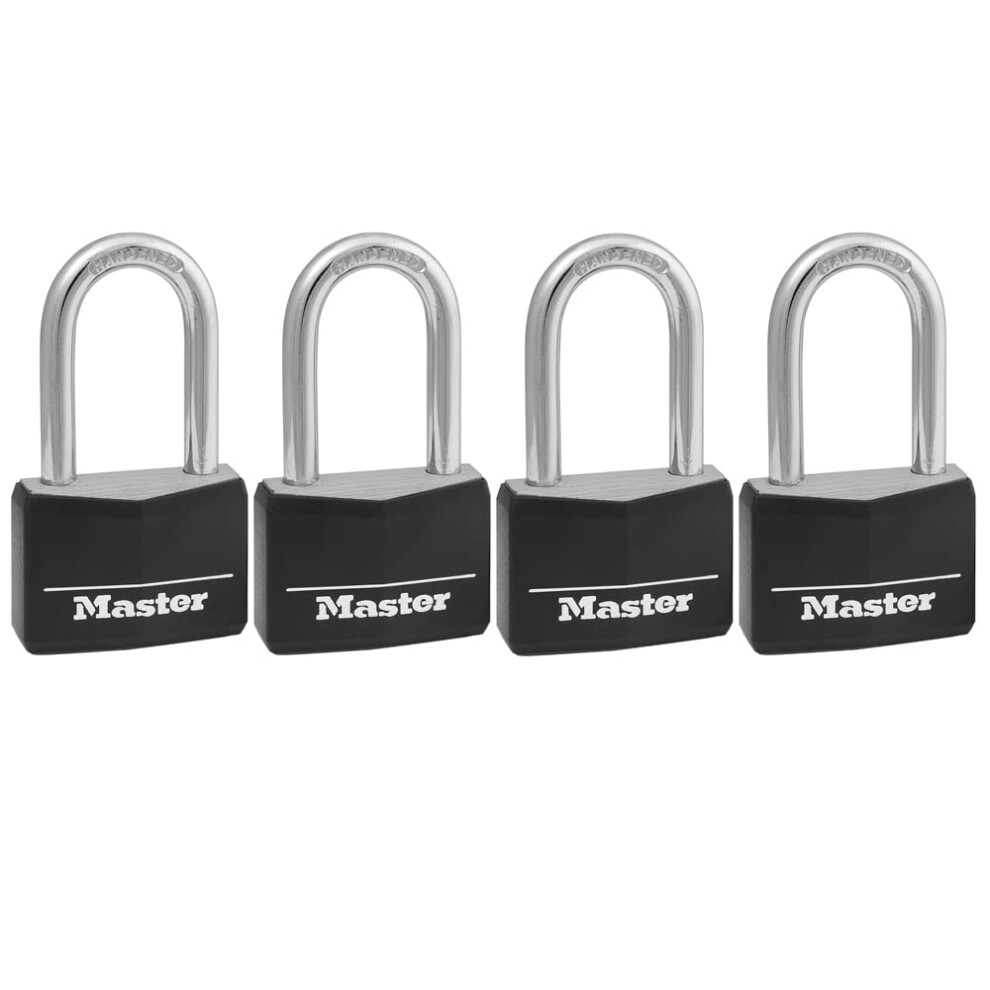 Master Lock Covered Aluminum Padlock with Key  141QLF  4 Pack Keyed Alike   Black