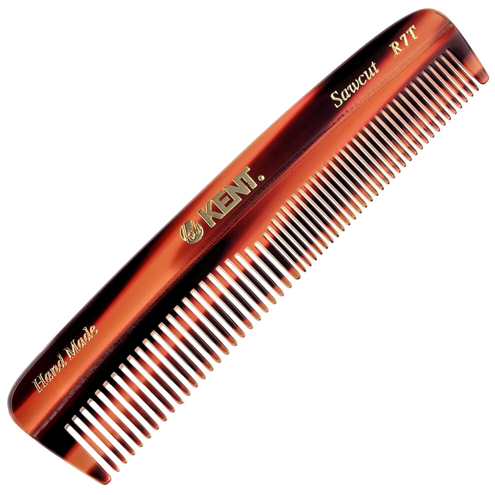 Kent R7T Double Tooth Hair Pocket Comb  Small Coarse/Wide Comb for Hair  Beard  and Mustache Grooming for Men  Women  and Kids - Saw Cut  Ha