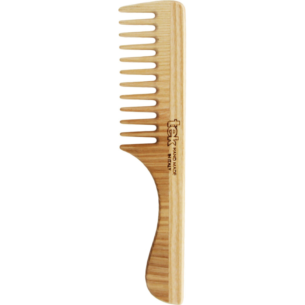 Tek Unisex Not,Specified - Sparse Tooth Comb With Ash Wood Handle Handmade In Italy For Normal Curly Or Wavy Hair - 20 X 4.5 Cm