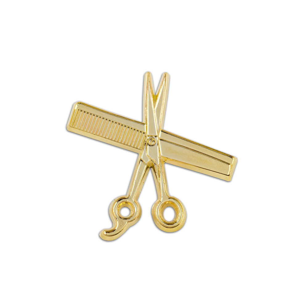 MD Barber Shear & Comb Lapel Pin  Gold