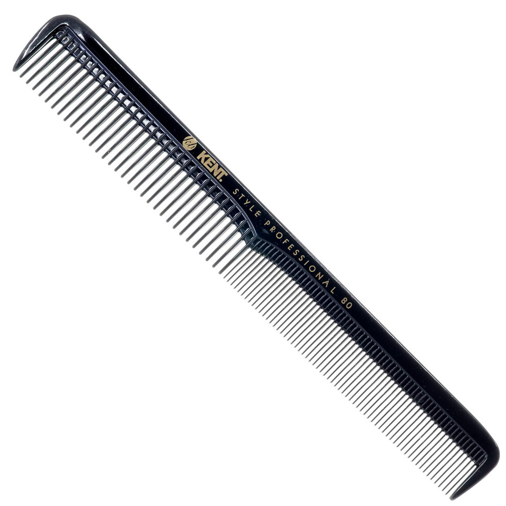 Kent SPC80 Salon-Style Dressing Cutting Comb with Wide and Fine Teeth - Professional Barber Haircut Comb for Styling and Teasing for All Hai