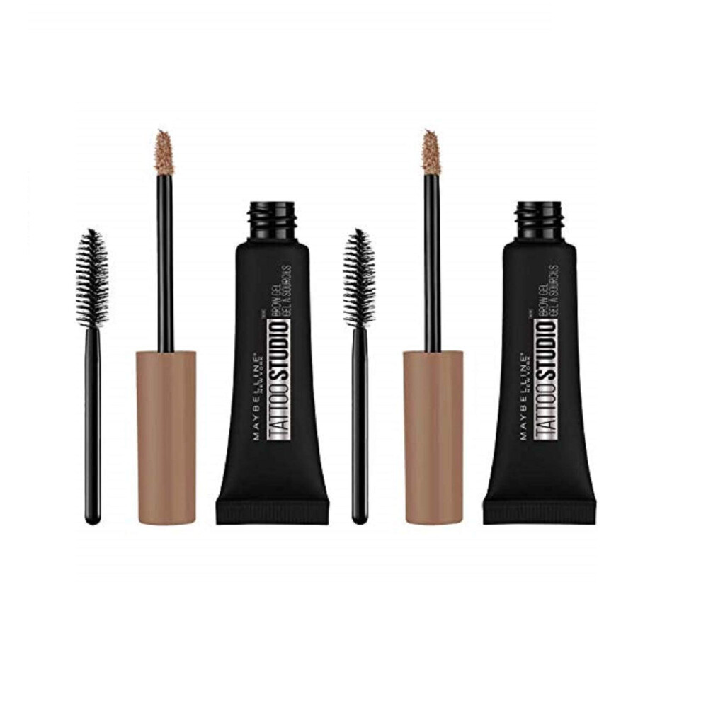 Maybelline TattooStudio Waterproof Eyebrow Gel Makeup  Soft Brown  0.23 Fl Oz (Pack of 2)