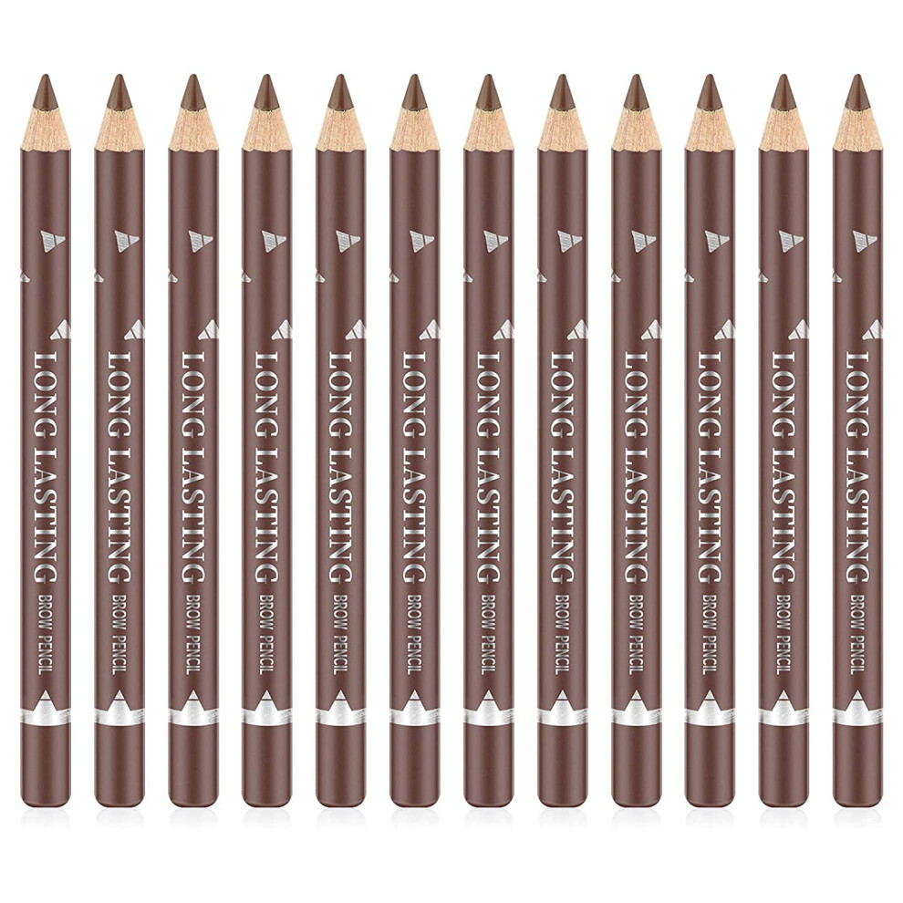 Go Ho 12 PCS Brown Eyebrow Eyeliner Pencils Makeup Pen Sweatproof Eye Brow Pencil Long-lasting Nice Color Eye Brow Gel Pen Makeup Brow Tint