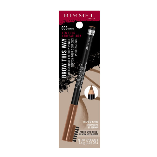 Rimmel Rimmel London Brow This Way Επαγγελματικό Μολύβι Φρυδιών, Μακράς Διάρκειας, 006, Καφέ, 0.05oz 2