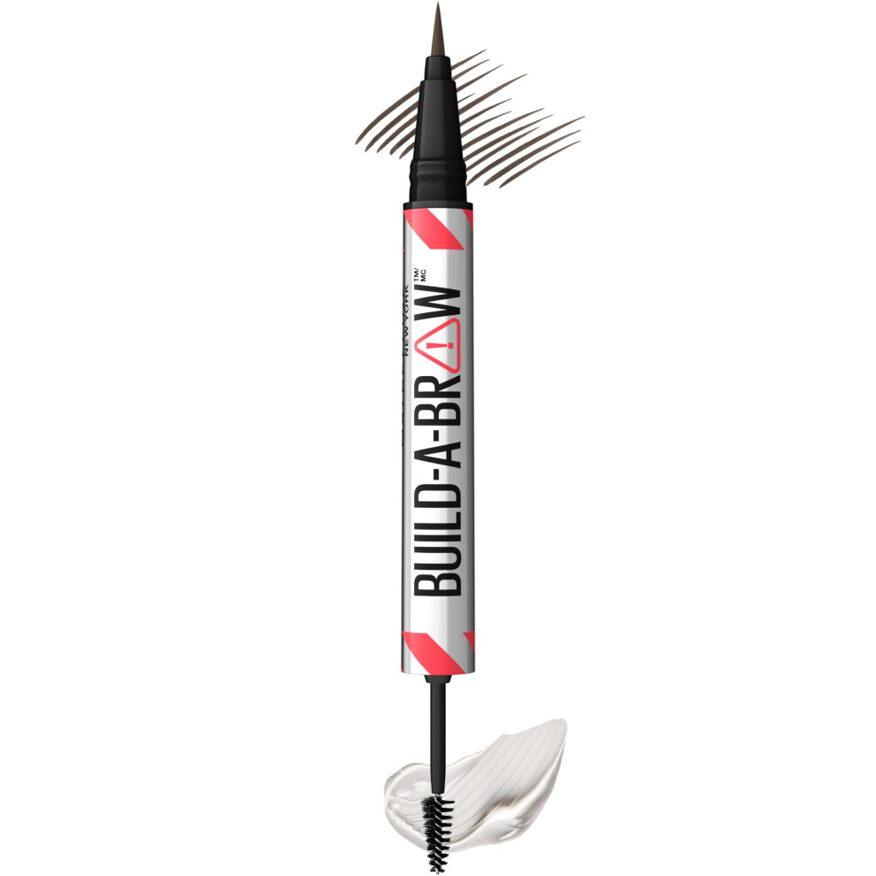 Maybelline Build-A-Brow 2-in-1 Brow Pen and Sealing Brow Gel  Eyebrow Makeup for Real-Looking  Fuller Eyebrows  Black Brown  1 Count