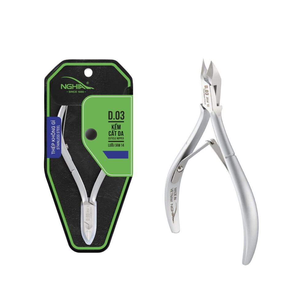 NGHIA Cuticle Nipper - D-03 JAW 12 | Stainless Steel | Durable and Sharp | Ergonomic Design | Grey Plated | Ideal for Salons and Home Use