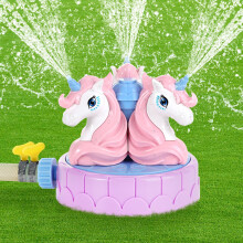 MoKo Unicorn Sprinkler for Kids-Cute Outdoor Water Toy Spray Swimming Pool Toy with 2 Hose Clamps 3 Nozzles Fun Summer Play Water Toys for B