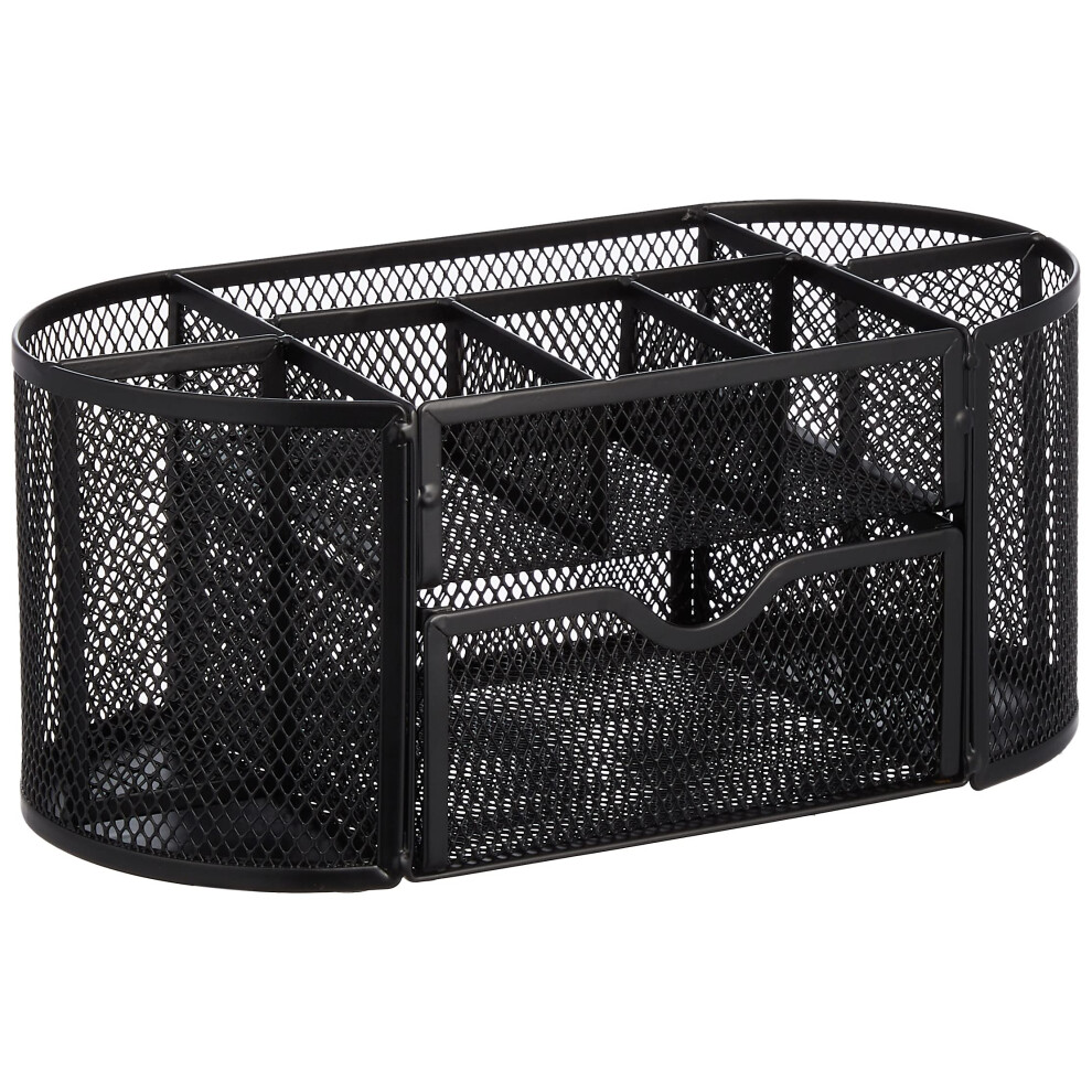 Amazon Basics Mesh Desk Office Organizer  Black  9.25"" x 4.53"" x 3.94""