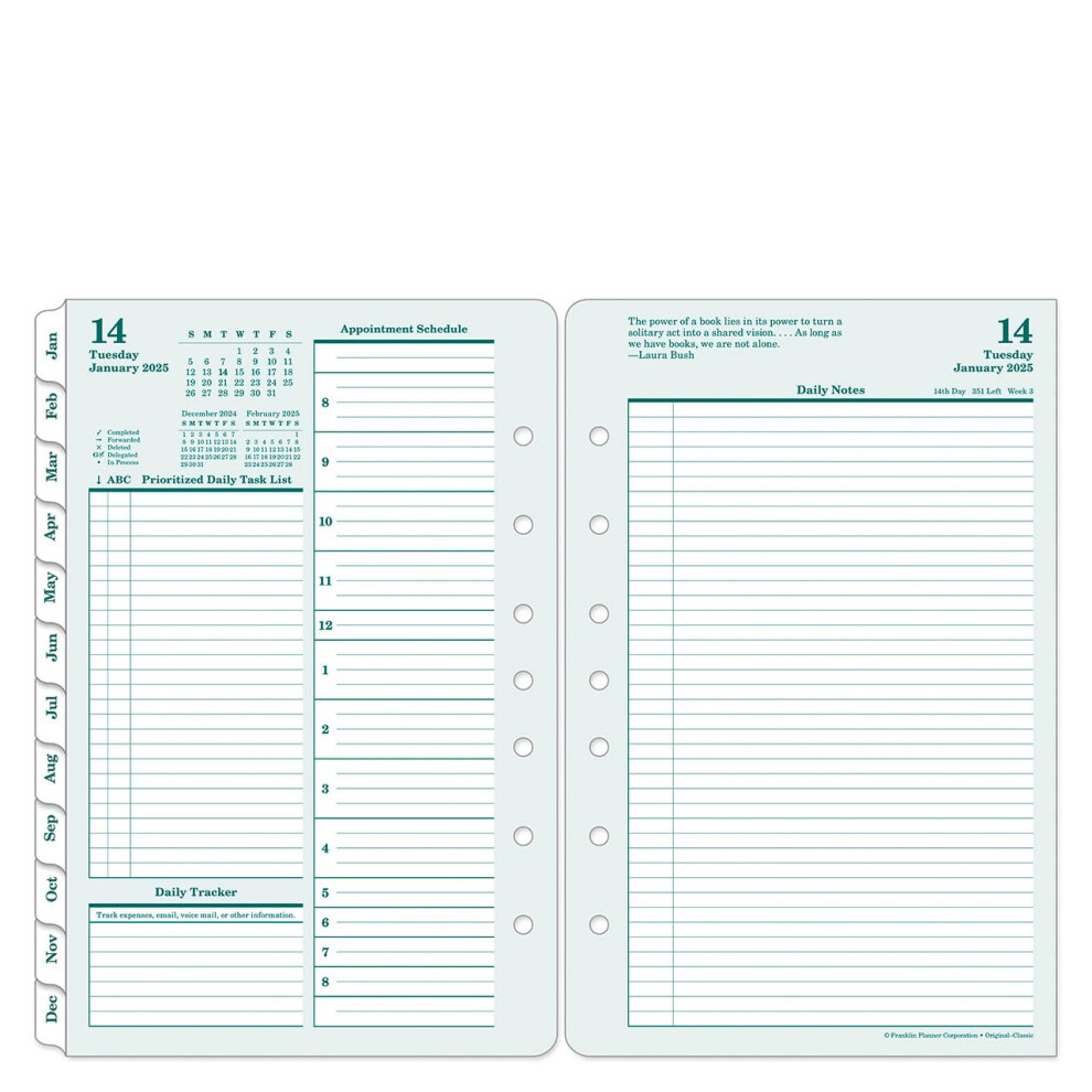 FranklinCovey - Original Two Page Per Day Ring-Bound Planner (Classic  Jan 2025 - Dec 2025)