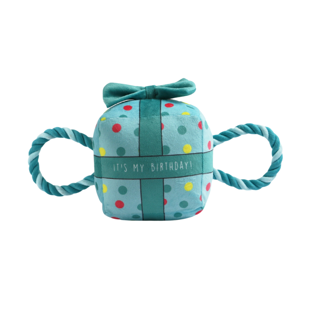 Ancol Its My Birthday Present Small 20cm Blue Soft Plush With A Squeak