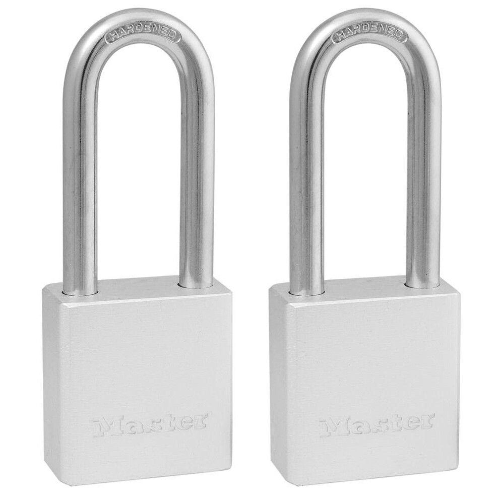 Master Lock Heavy Duty Solid Aluminum Padlock  Key Retaining Lock for Outdoor Use  2in. Extended Shackle  Keyed Alike Padlocks  2 Pack  570T