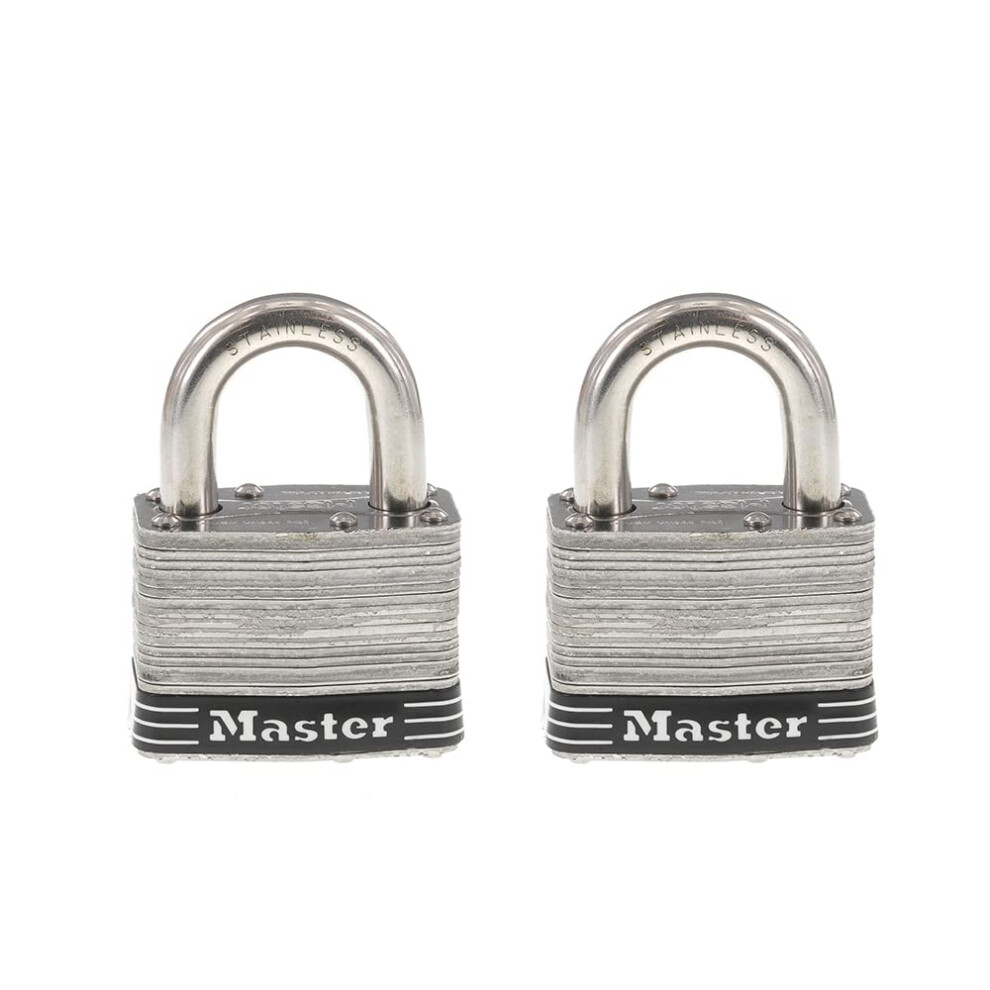 Master Lock 5SST Stainless Steel Outdoor Padlock with Key  2 Pack Keyed-Alike