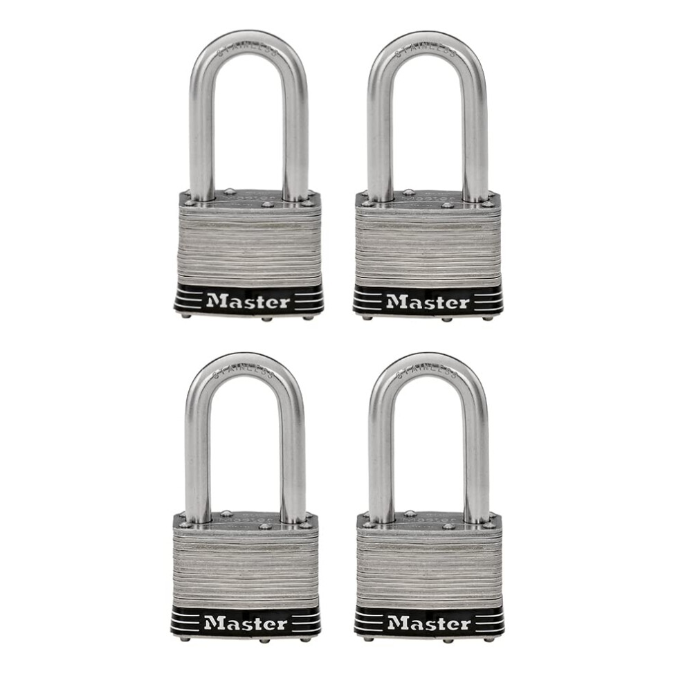 Master Lock 1SSQLF Stainless Steel Outdoor Padlock with Key  4 Pack Keyed-Alike  Silver