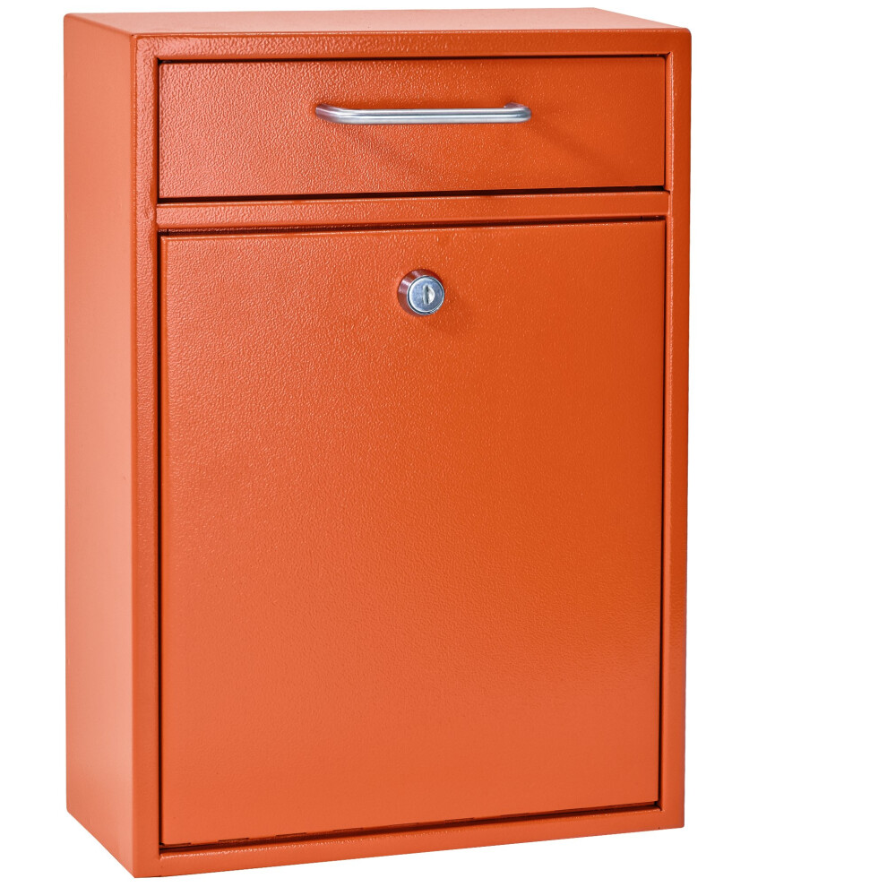 Mail Boss 7425 High Security Steel Locking Wall Mounted Mailbox Office Drop Comment Letter Deposit Box  Orange