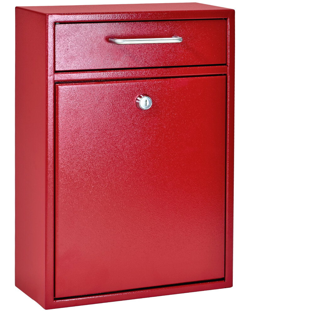 Mail Boss 7426 High Security Steel Locking Wall Mounted Mailbox Office Drop Comment Letter Deposit Box  Red