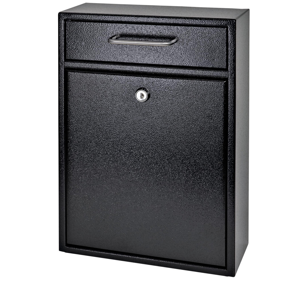 Mail Boss 7412 High Security Steel Locking Wall Mounted Mailbox-Office Comment Letter Deposit  Black Drop Box