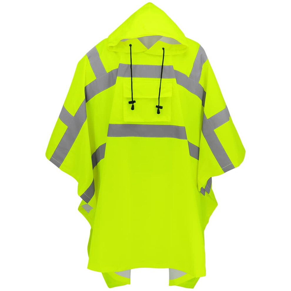 Global Glove Standard Rain Poncho  High-Visibility Yellow/Green  One Size