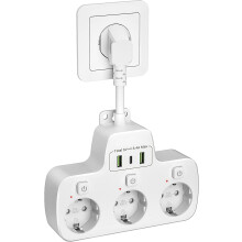 Usb Power Strip 3 Outlets, Usb C Power Strip With 3 Individual Switches Connected Socket Wall Power Strip With 3 Usb Ports 5v/17w For Home, Office, Ca
