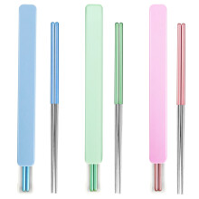 Metal Chopsticks With Case Reusable Dishwasher Safe Square Lightweight Non-Slip Chop Sticks Portable Chopsticks For Travel Camping Bento Box