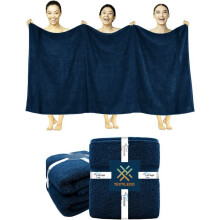 (Blue) 2 X Big Super Jumbo Bath Sheets Towel Pure Egyptian Cotton Soft XXL Bath Towels