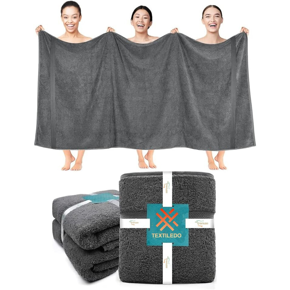 (Charcoal) 2 X Big Super Jumbo Bath Sheets Towel Pure Egyptian Cotton Soft XXL Bath Towels