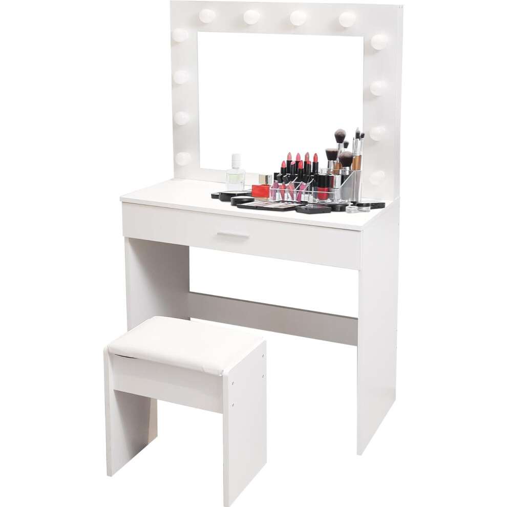Hollywood Dressing Table Set with Hollywood LED Lights Mirror