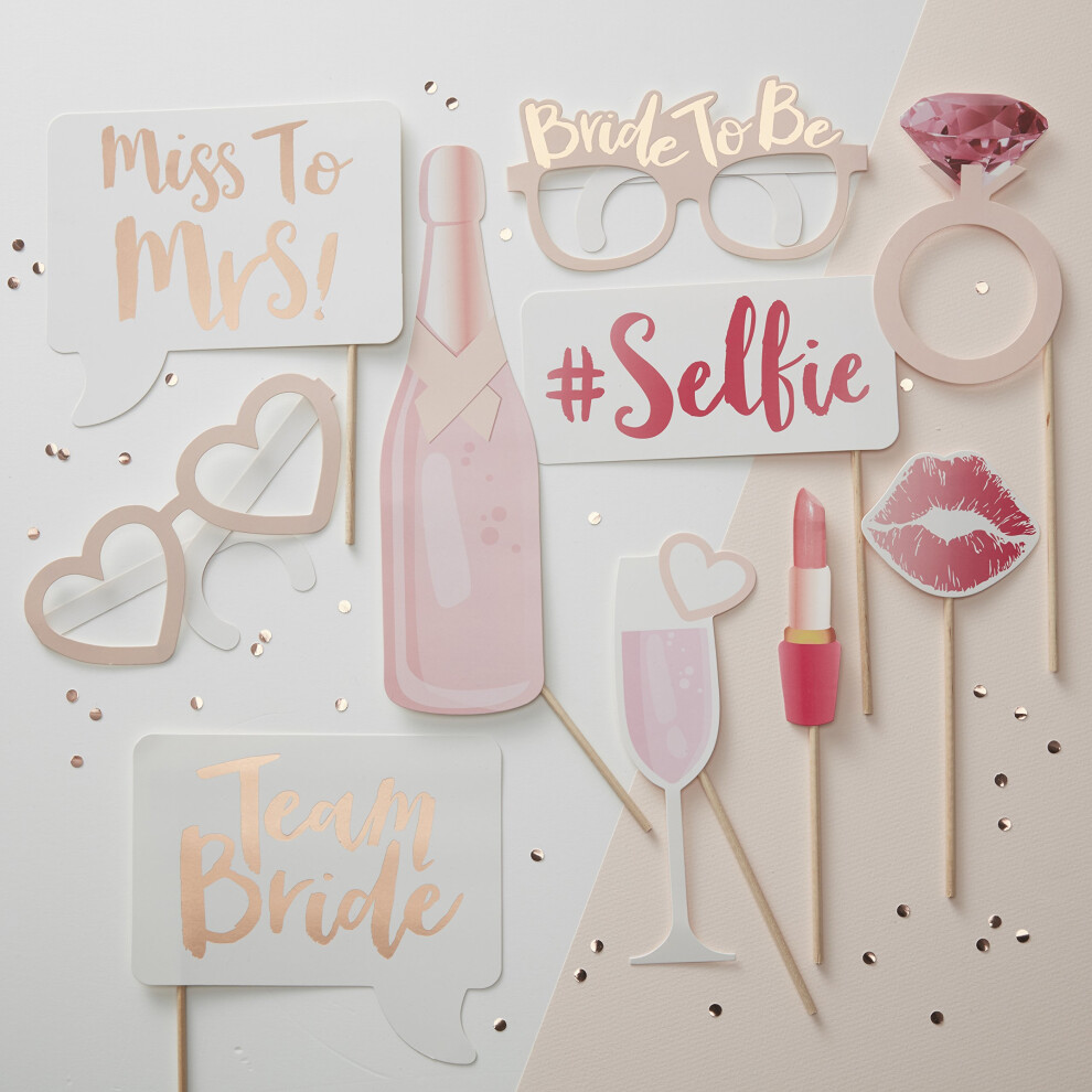 Ginger Ray Hen Party Rose Gold Team Bride Photo Booth Props Alternative Game - Team Bride