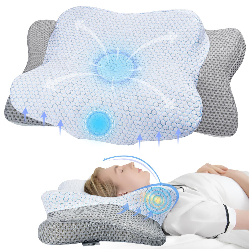 Muzsoul Cervical Pillow For Neck & Shoulder Pain Relief Sleeping - Ergonomic Contour Pillows - Memory Foam Pillow For Side Back & Stomach Sleepers
